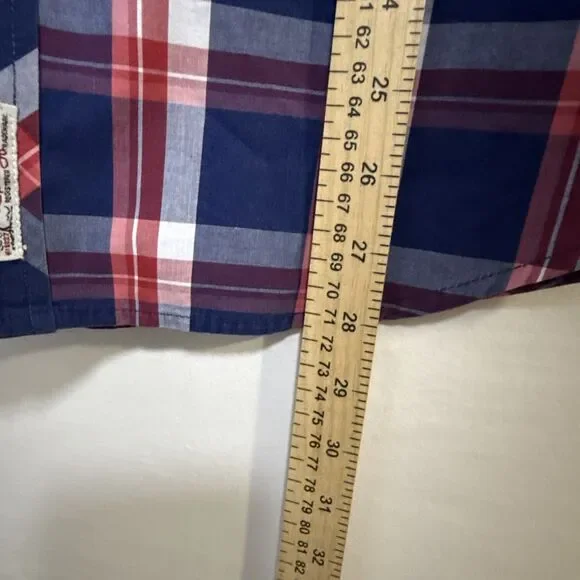 Springfield Custom Fit Men’s Button Up Shirt Short Sleeve Checkered Size M - Picture 6 of 7